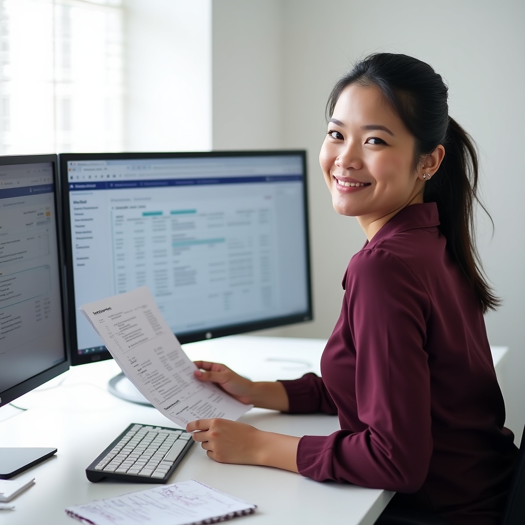 CRM migration specialist mapping data fields between two database platforms on dual screens